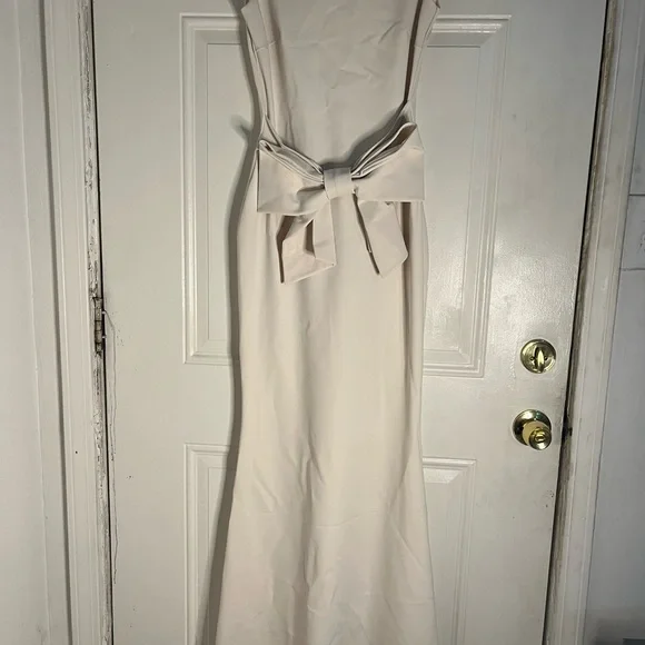 Chiara Boni Cream Maxi Dress with Statement Bow